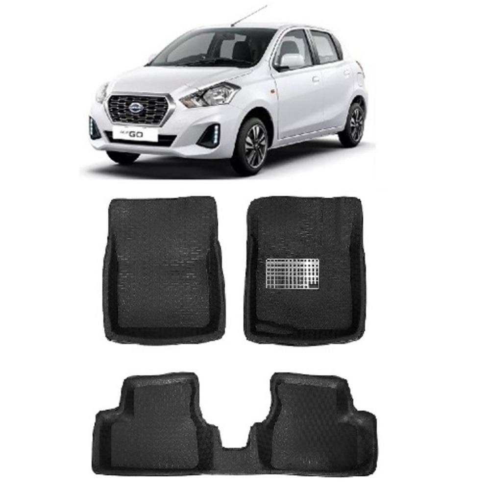 4.5D Car Floor Foot Tray Mats for Datsun Go  - Black